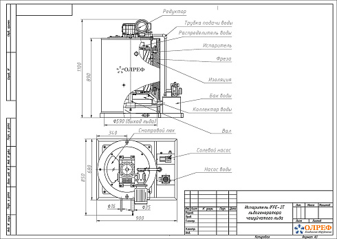 Размеры льдогенератора IFFE-2T